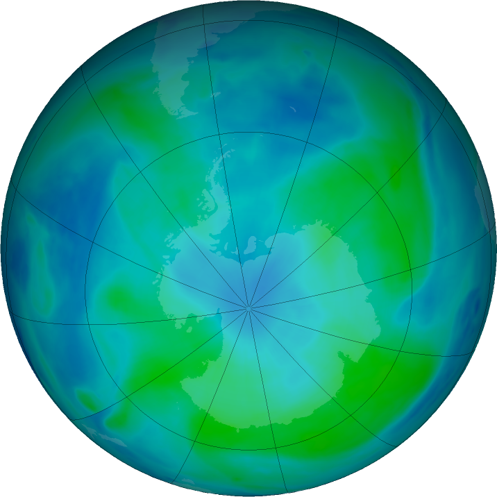 Antarctic ozone map for 26 February 2022